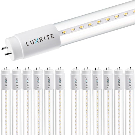 Luxrite T8 LED Tube Light Bulbs 13W (32W Equivalent) 1900LM 3000K Soft White Type A+B G13 Base 12-Pack LR34195-12PK